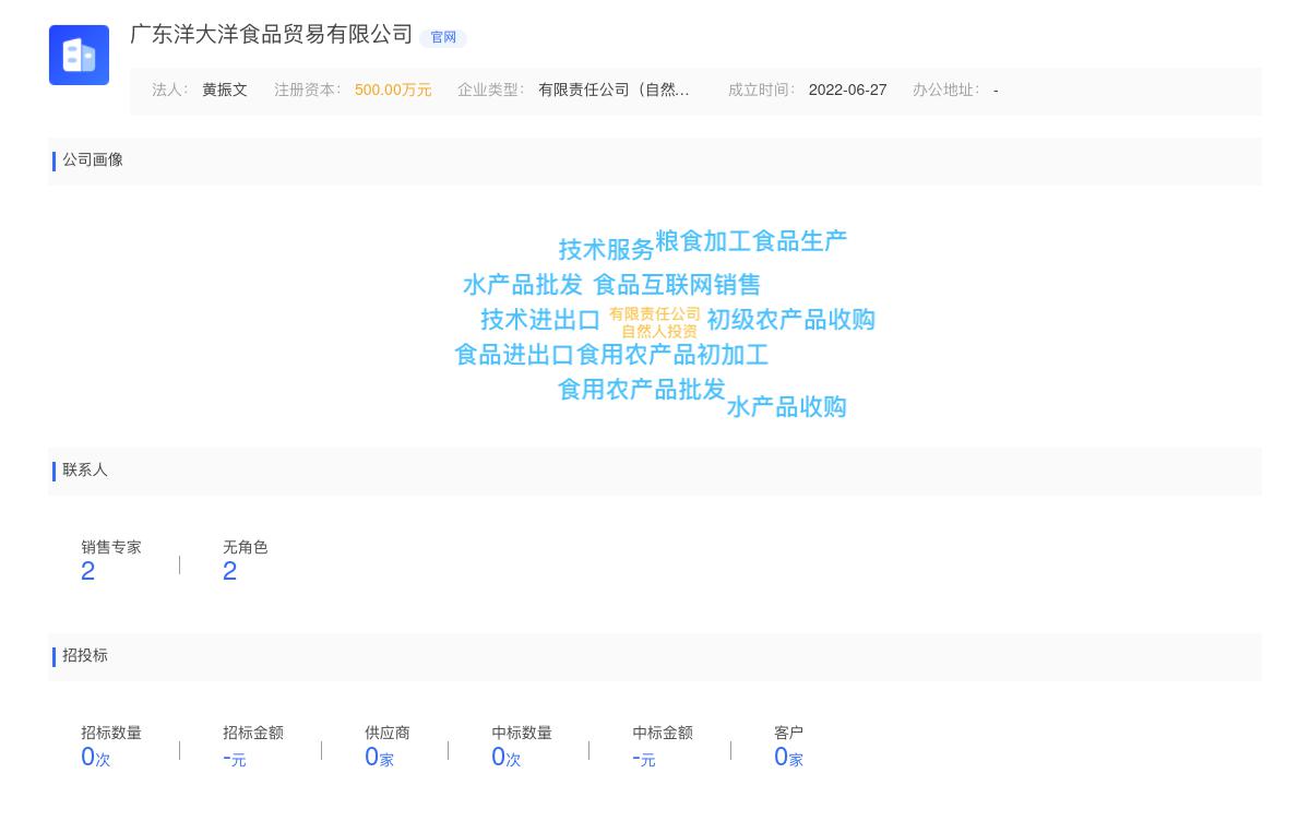 广东洋大洋食品贸易有限公司近期有采购广东洋大洋食品贸易有限公司寻找冻品加工、储存的需求