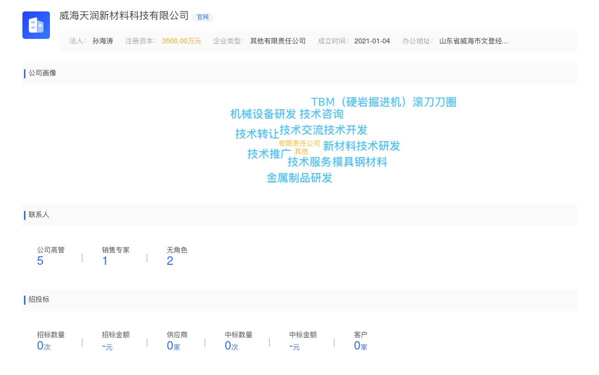 威海天润新材料科技有限公司商标注册被驳回