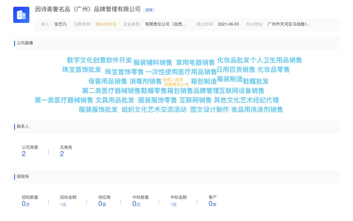因诗美奢名品（广州）品牌管理有限公司商标注册被驳回