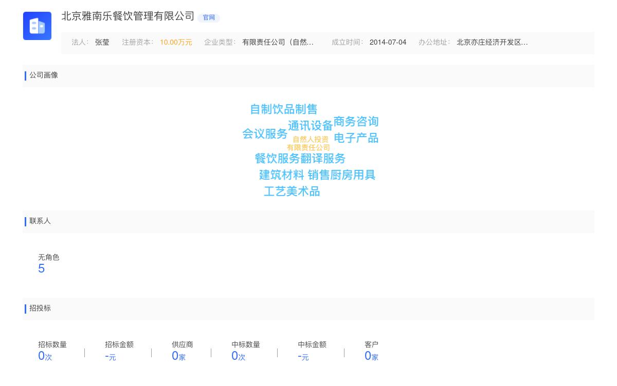 北京雅南乐餐饮管理有限公司商标注册被驳回