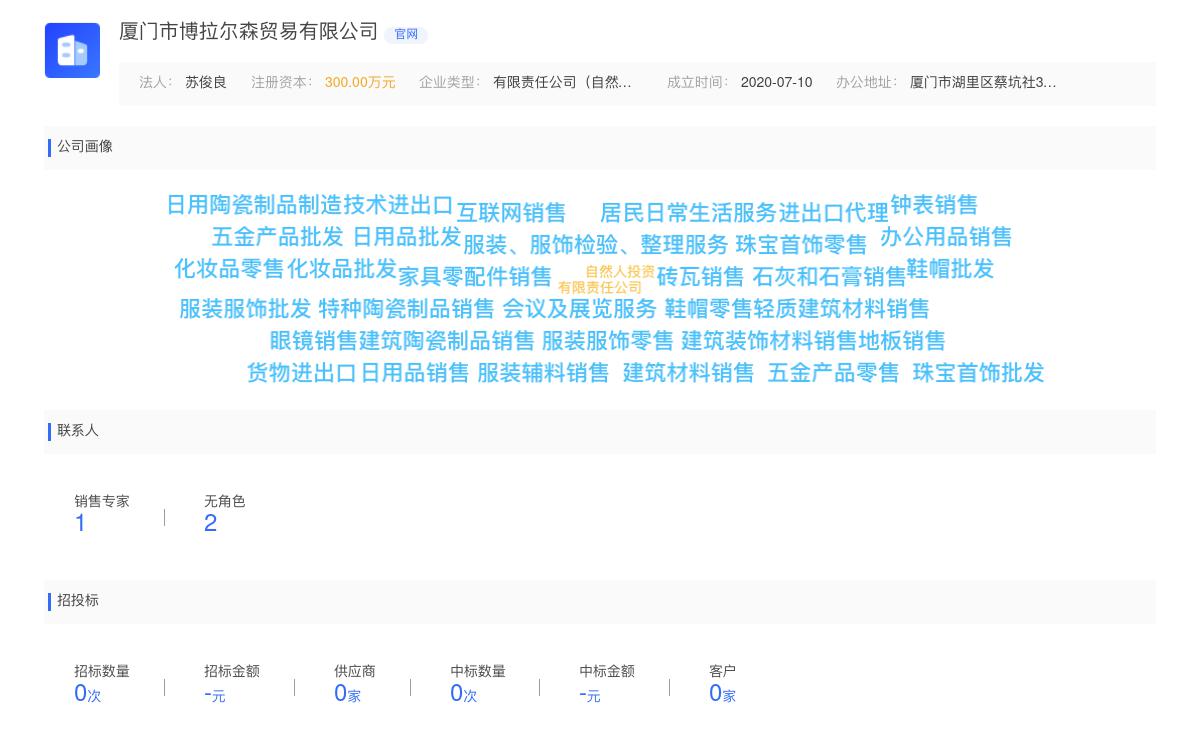 厦门市博拉尔森贸易有限公司商标注册被驳回