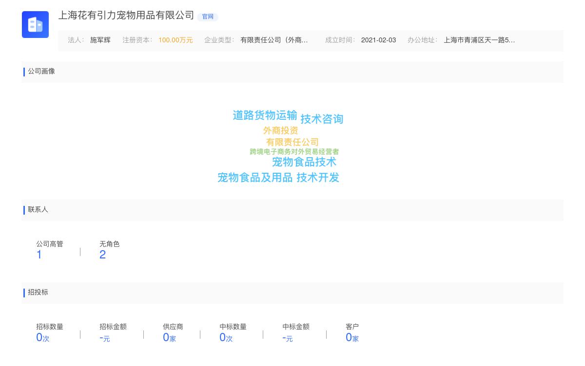 上海花有引力宠物用品有限公司商标注册被驳回